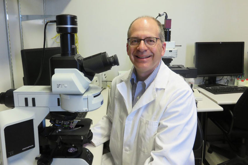 D. Michael C. Levin (MD) sitting in his lab.